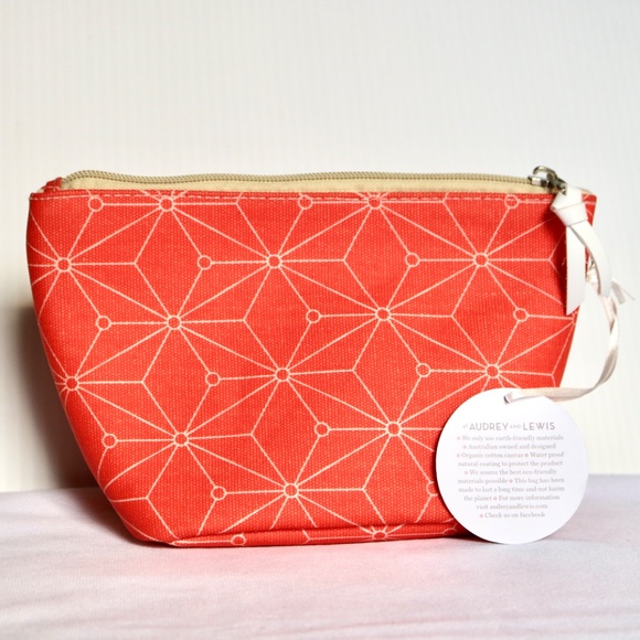 AUDREY & LEWIS Eco Friendly Cosmetic Toiletry Bag Australian Organic Geometric - Picture 3 of 6